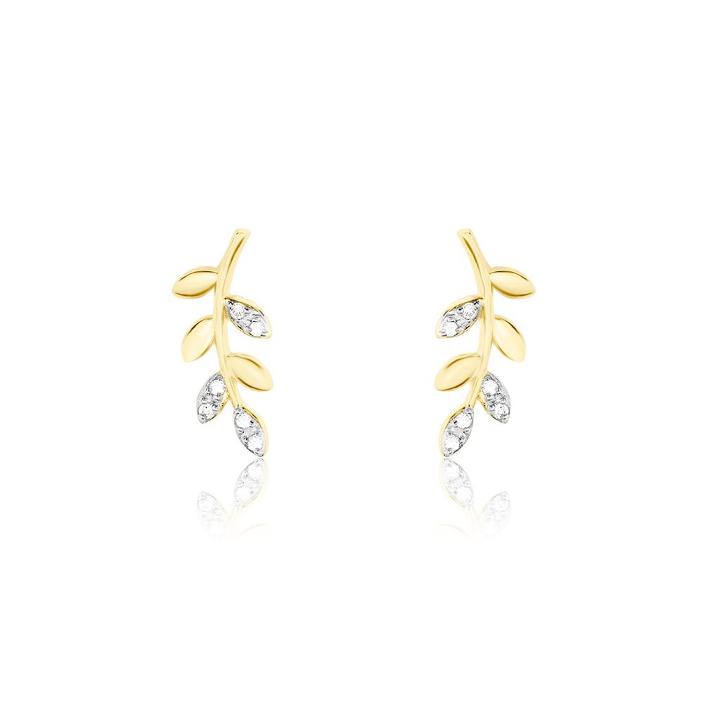 Boucles D'oreilles Puces Palmiro Or Jaune Diamant -  Femme | Marc Orian