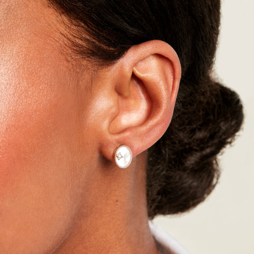Boucles D'Oreilles Puces Astria Plaqu&eacute; Or Jaune Nacre - Puces Femme | Marc Orian