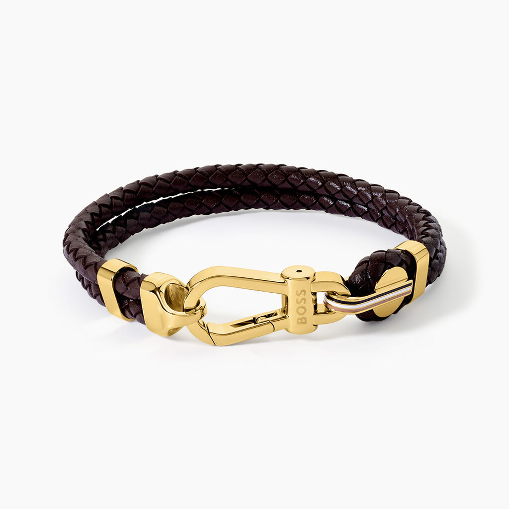 Bracelet Boss Ares Prime Cuir De Veau Marron - Bracelets cuir Homme | Marc Orian