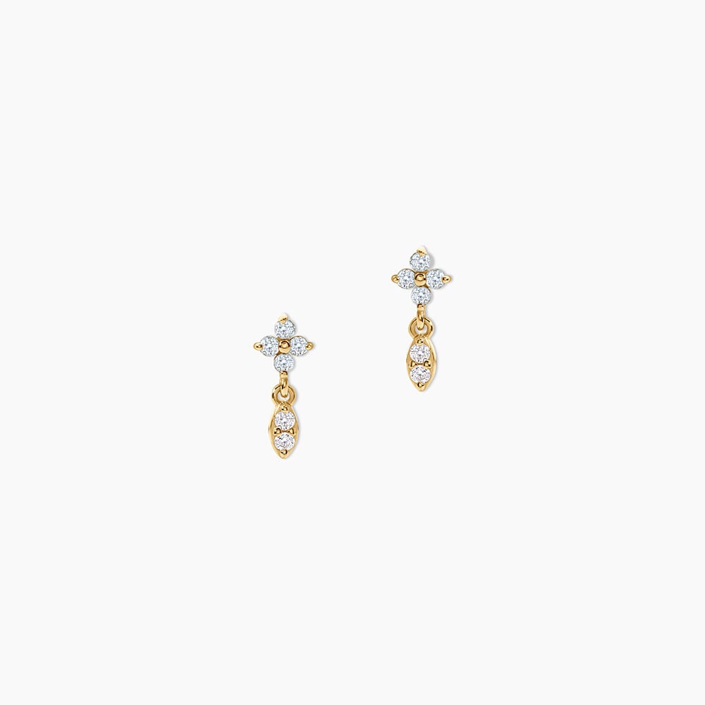 Boucles D'Oreilles Pendantes Jona Argent Dor&eacute; A L'Or 750/1000 Topaze Oxyde De Zirconium - Pendantes Femme | Marc Orian