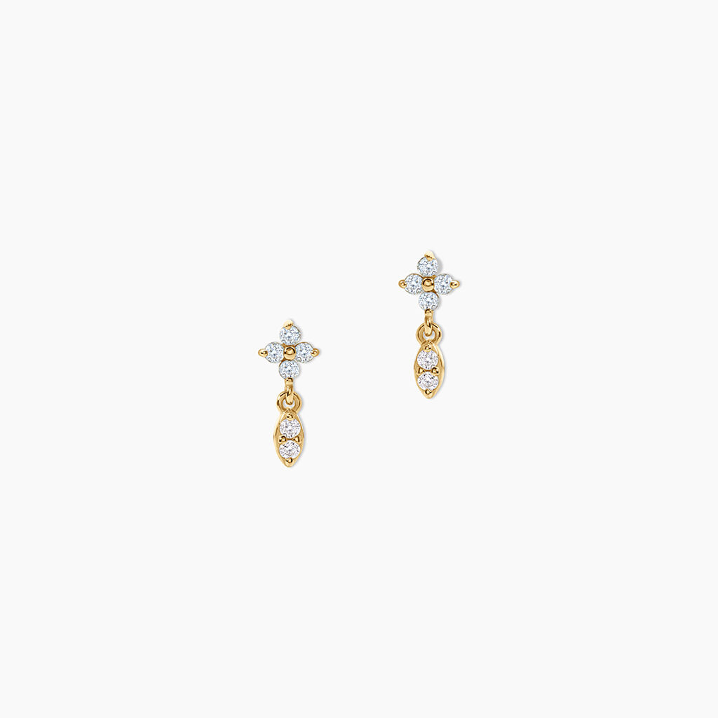 Boucles D'Oreilles Pendantes Jona Argent Dor&eacute; A L'Or 750/1000 Topaze Oxyde De Zirconium - Pendantes Femme | Marc Orian