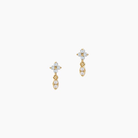 Boucles D'Oreilles Pendantes Jona Argent Dor&eacute; A L'Or 750/1000 Topaze Oxyde De Zirconium - Pendantes Femme | Marc Orian