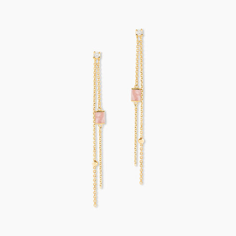 Boucles D'oreilles Pendantes Reflets Pop Or Jaune Rhodochrosite - Pendantes Femme | Marc Orian