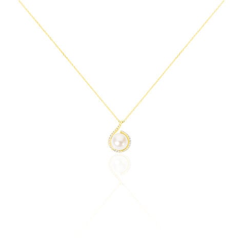 Collier Lucinda Or Jaune Perle De Culture Et Oxyde De Zirconium - Colliers avec pierres Femme | Marc Orian