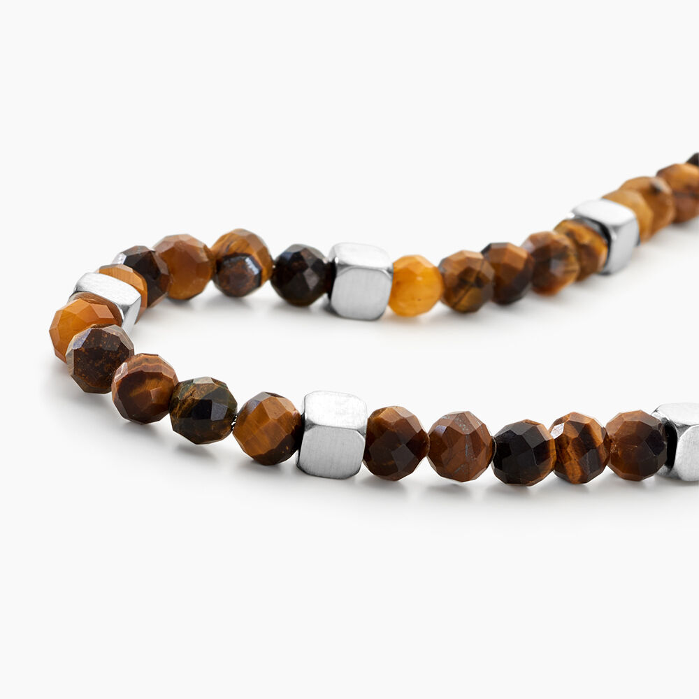 Bracelet Oleg Acier Blanc Oeil De Tigre - Bracelets chaînes Homme | Marc Orian
