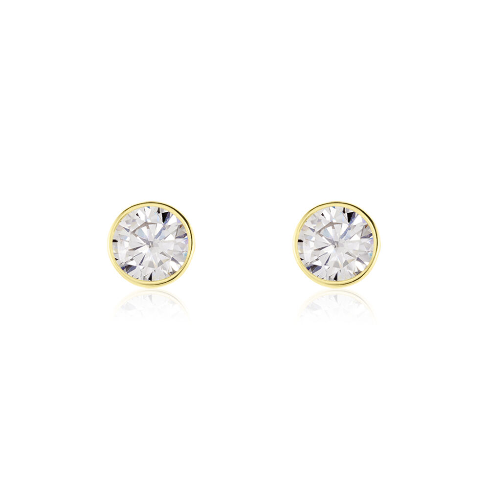 Boucles D'oreilles Puces Franze Or Jaune Oxyde De Zirconium - Puces Femme | Marc Orian
