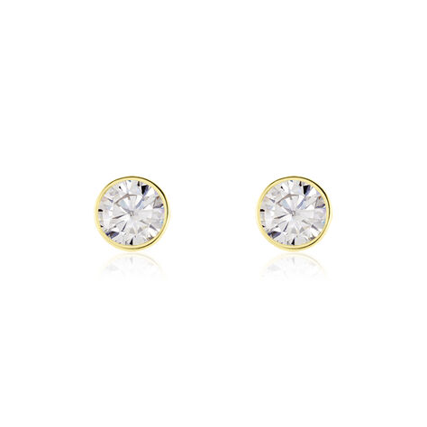 Boucles D'oreilles Puces Franze Or Jaune Oxyde De Zirconium - Puces Femme | Marc Orian