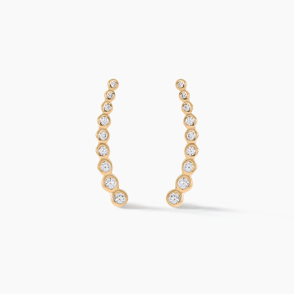 Boucles D'oreilles Grimpantes Plaqu&eacute; Or Jaune Nazeli Oxyde - Piercings d'oreilles Femme | Marc Orian