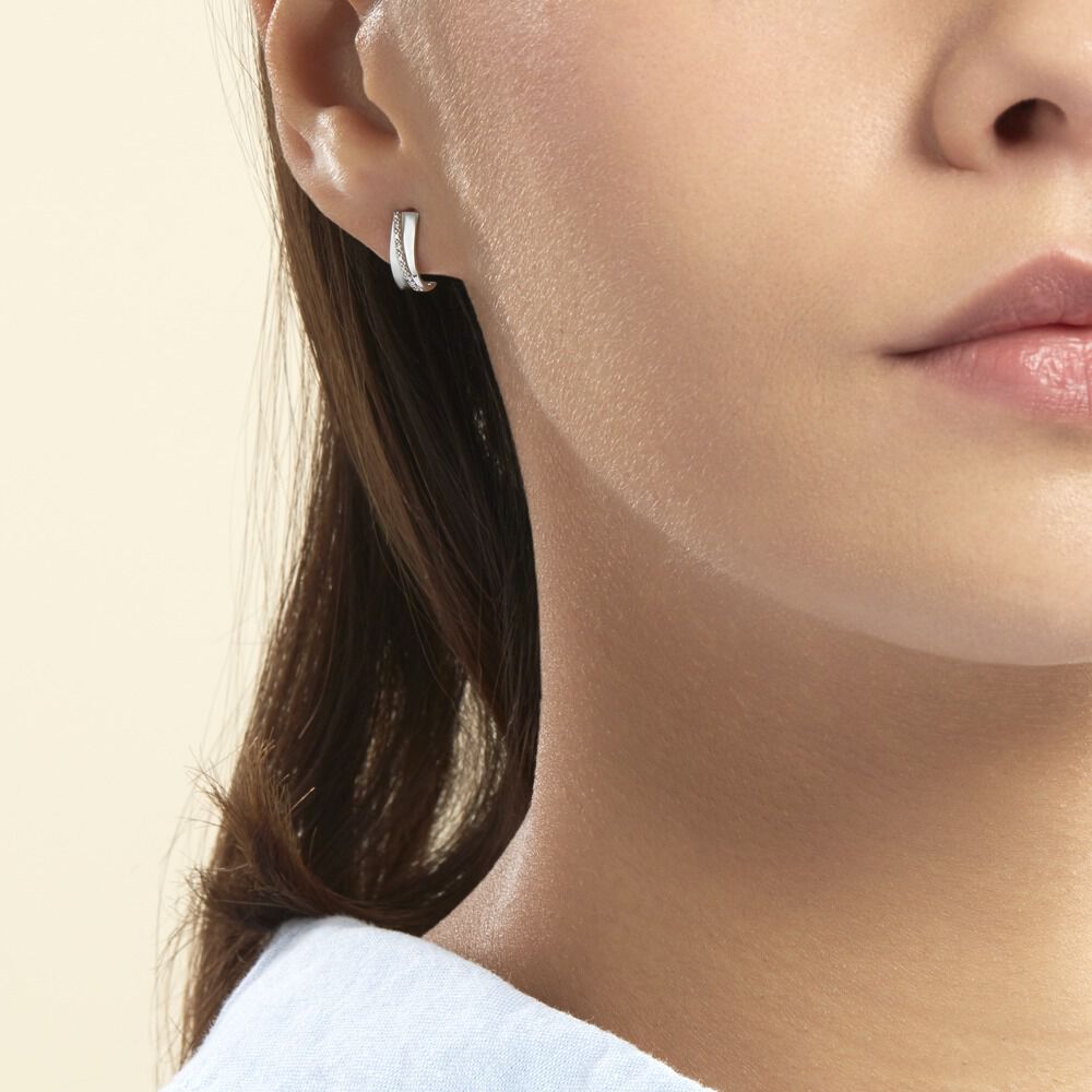 Créoles Timira Rondes Or Blanc Diamant -  Femme | Marc Orian