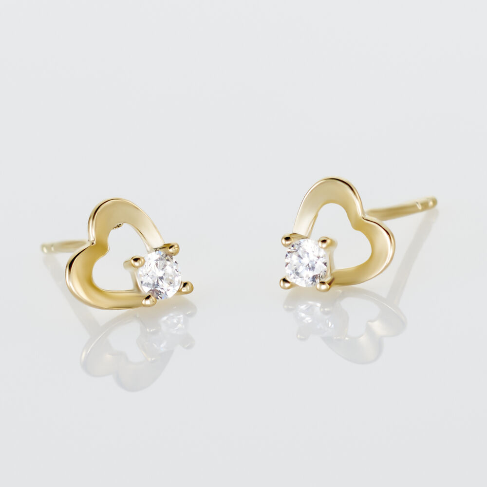 Boucles D'oreilles Puces Daria Cœur Or Jaune Oxyde De Zirconium - Puces Femme | Marc Orian