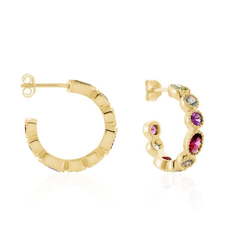 Cr&eacute;oles Lutine Ovales Plaqu&eacute; Or Jaune Oxyde Et Pierre De Synthese - Cr&eacute;oles Femme | Marc Orian