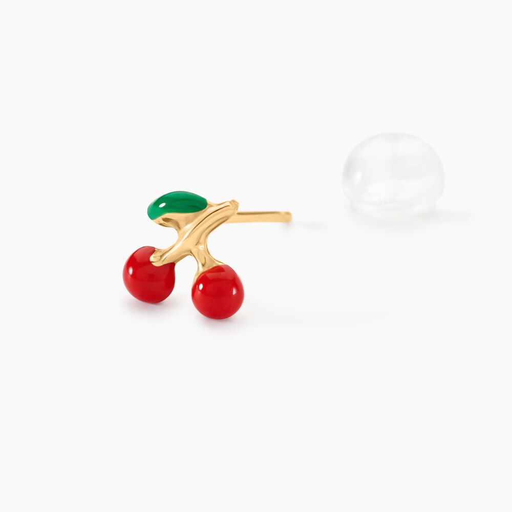 Boucles D'oreilles Puces Cherry Cerise Or Jaune - Puces Enfant | Marc Orian