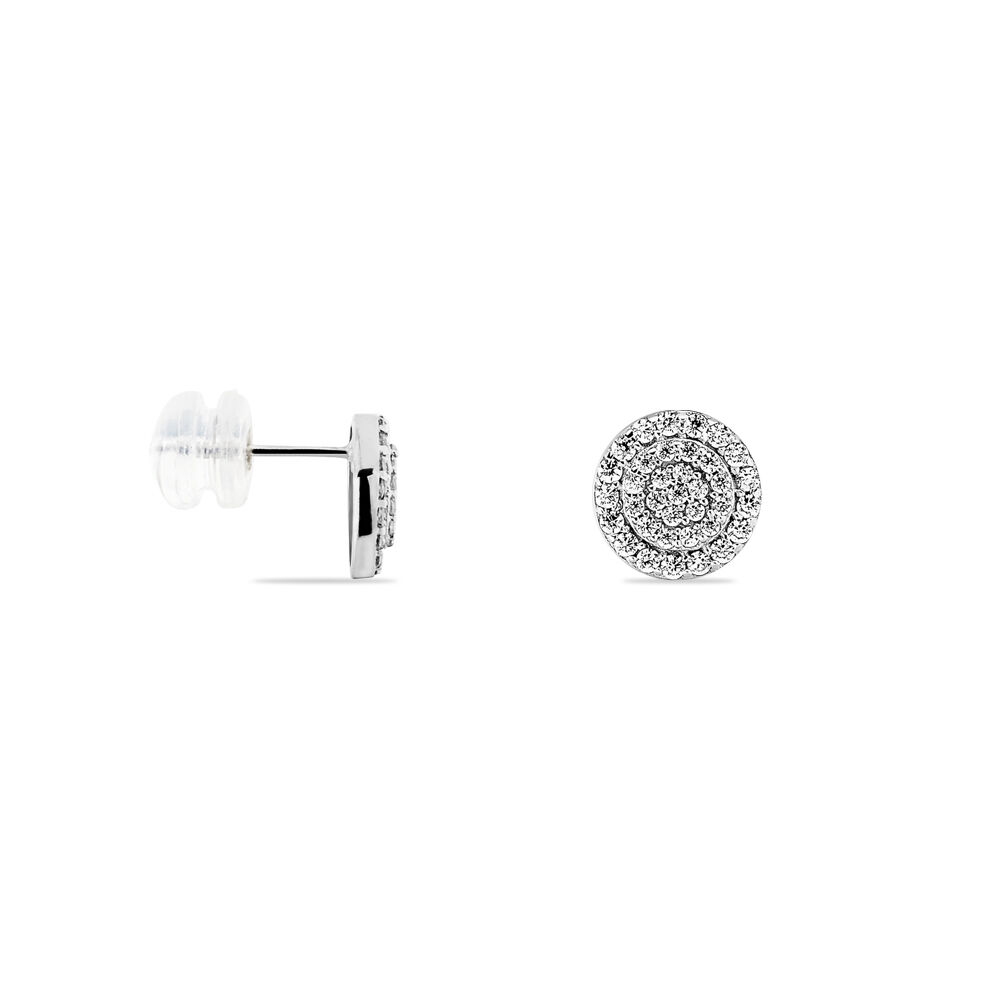 Boucles D'oreilles Puces Classic Or Blanc Oxyde De Zirconium - Puces Femme | Marc Orian