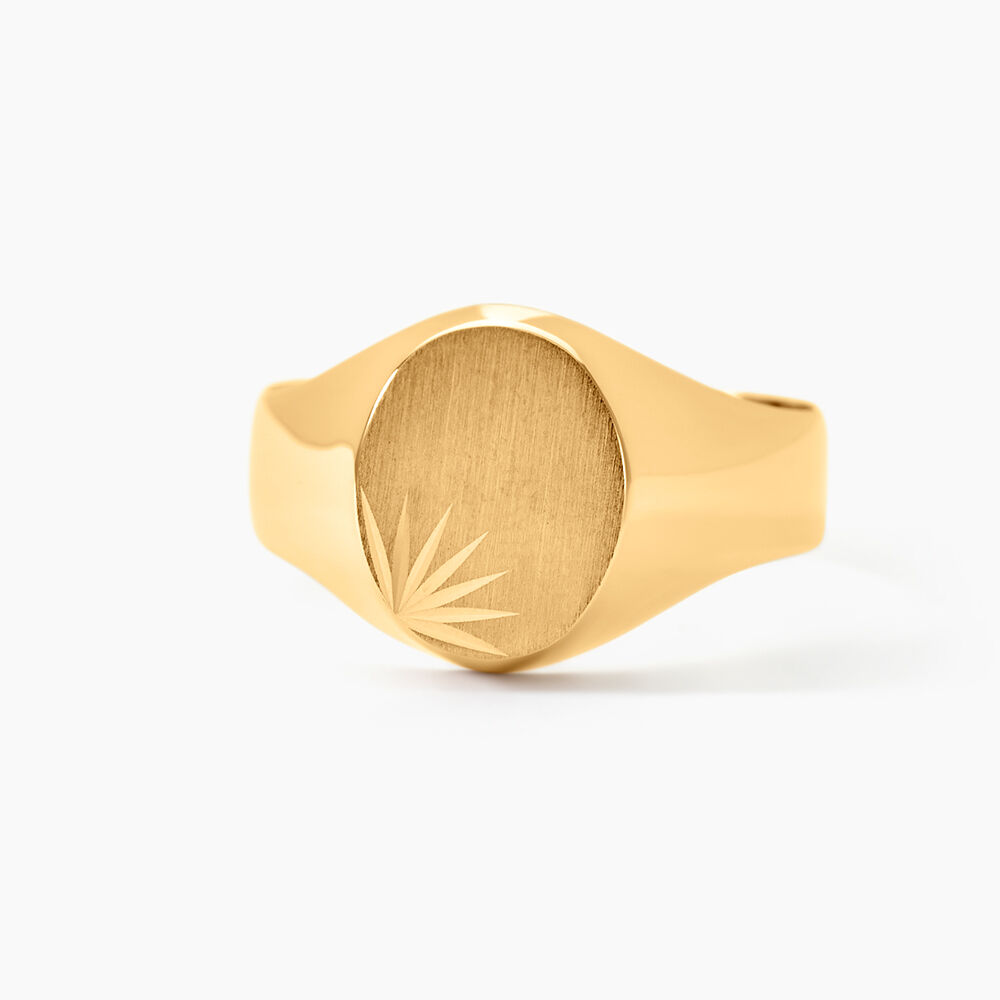 Chevali&egrave;re Deimos Ovale Diamantee Soleil Or Jaune - Bijoux personnalis&eacute;s Homme | Marc Orian