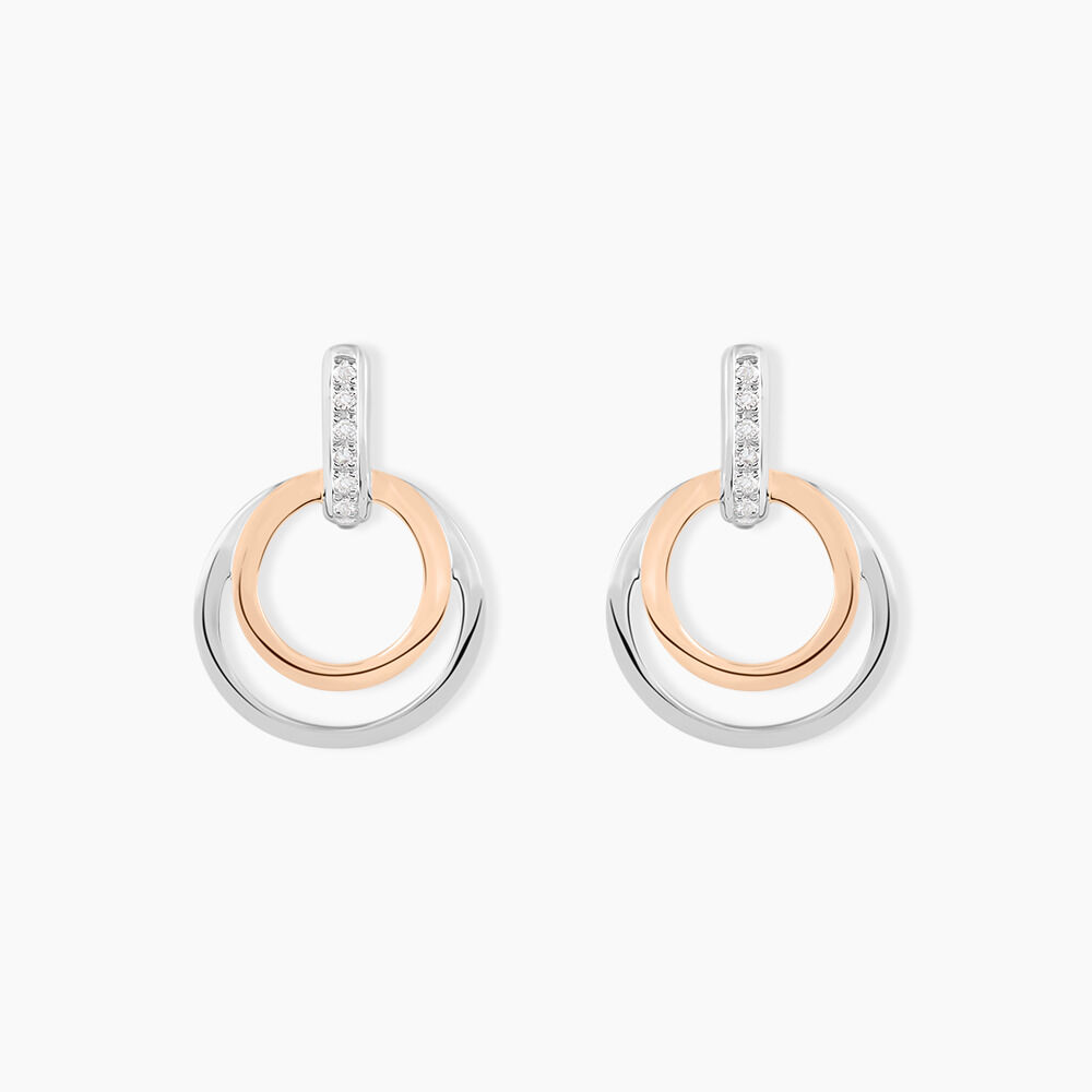 Boucles D'oreilles Pendantes Eloisia Or Bicolore Diamant -  Femme | Marc Orian