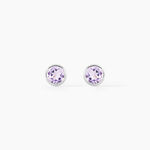 Boucles D'oreilles Puces Edy Serti Clos Or Blanc Amethyste - Puces Femme | Marc Orian