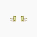 Boucles D'Oreilles Puces Poem Argent Jaune P&eacute;ridot Oxyde De Zirconium - Puces Femme | Marc Orian