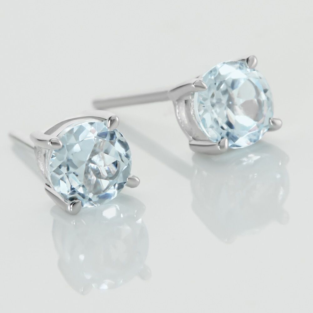 Boucles D'oreilles Puces Elea Or Blanc Topaze Bleu Sky - Puces Femme | Marc Orian