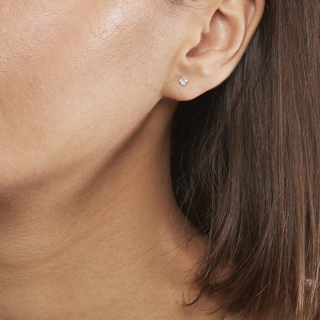Boucles D'oreilles Puces Doreen Carre Or Rose Oxyde De Zirconium - Clous d'oreilles Femme | Marc Orian