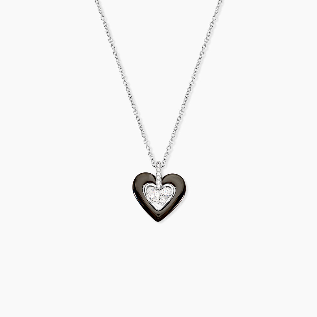 Collier Clarah Argent Blanc C&eacute;ramique Et Oxyde De Zirconium - Colliers avec pierres Femme | Marc Orian
