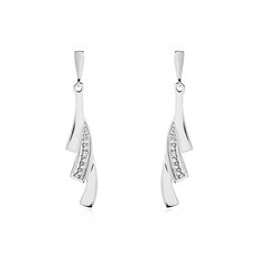 Boucles D'oreilles Pendantes Audrey Or Blanc Diamant - Boucles d'oreilles Pendantes Femme | Marc Orian