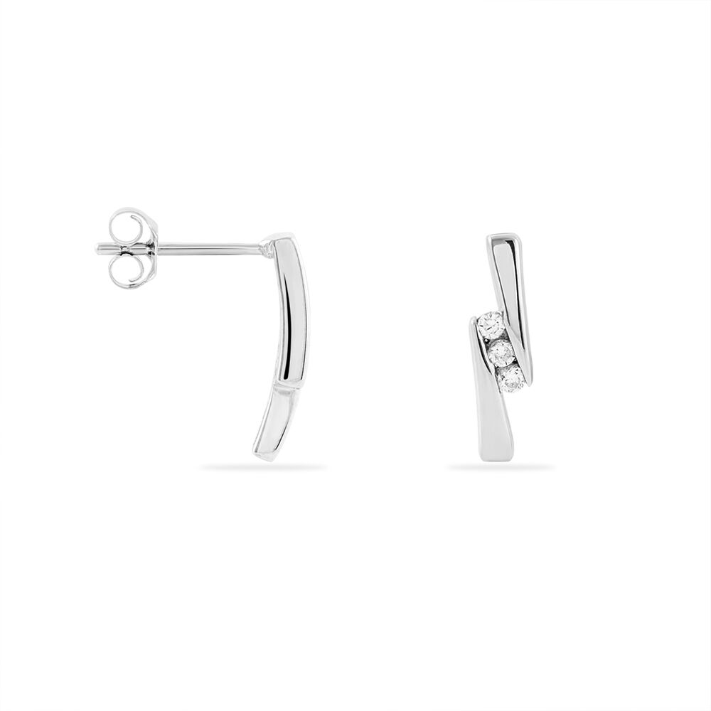 Boucles D'oreilles Puces Galya Or Blanc Diamant -  Femme | Marc Orian