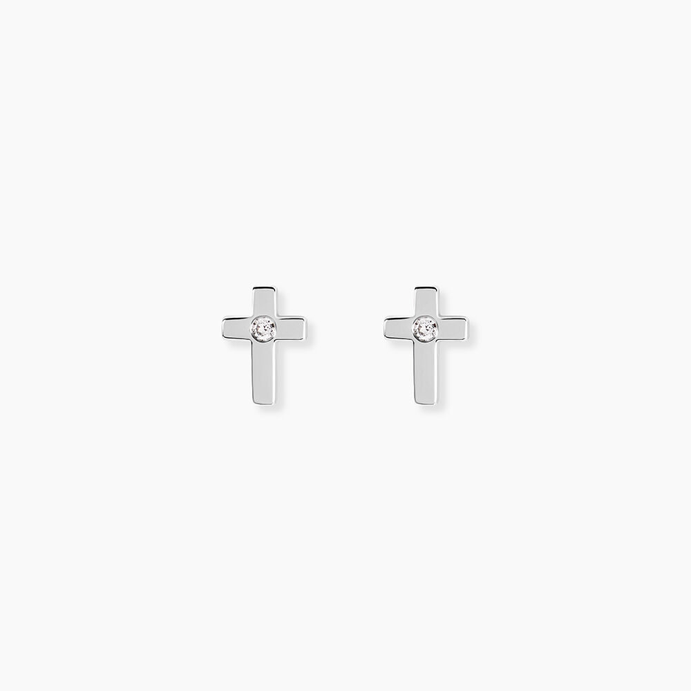 Boucles D'oreilles Puces Laurice Argent Blanc Oxyde De Zirconium - Puces Femme | Marc Orian