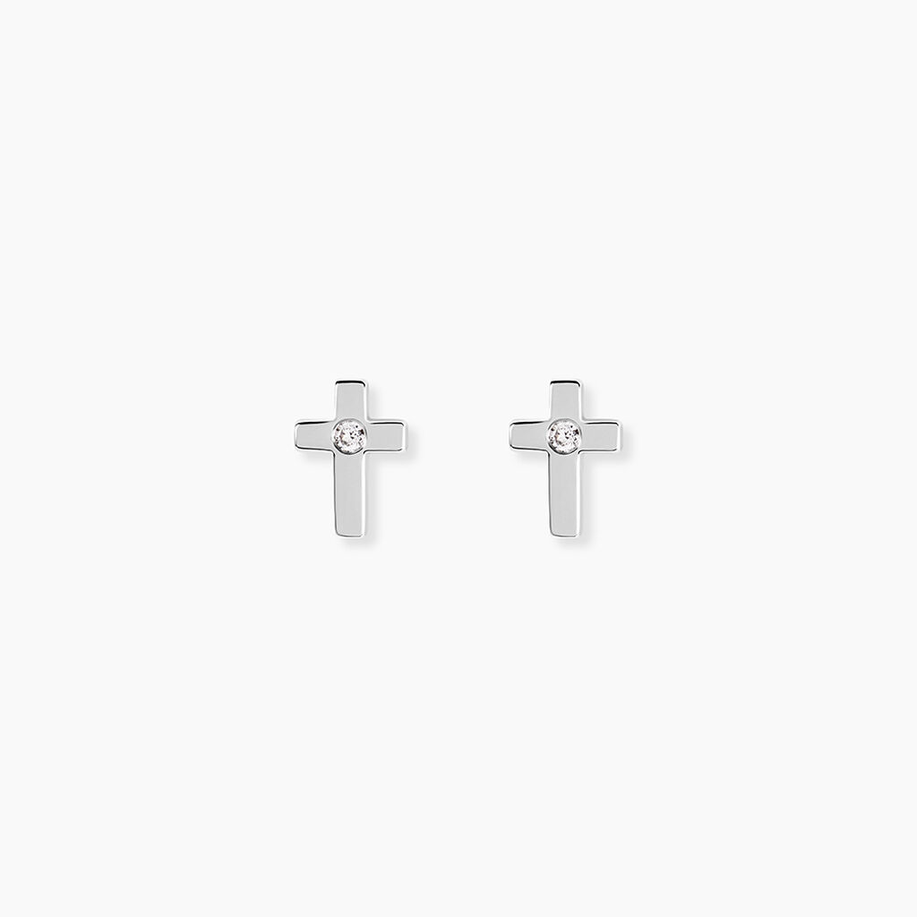 Boucles D'oreilles Puces Laurice Argent Blanc Oxyde De Zirconium - Puces Femme | Marc Orian