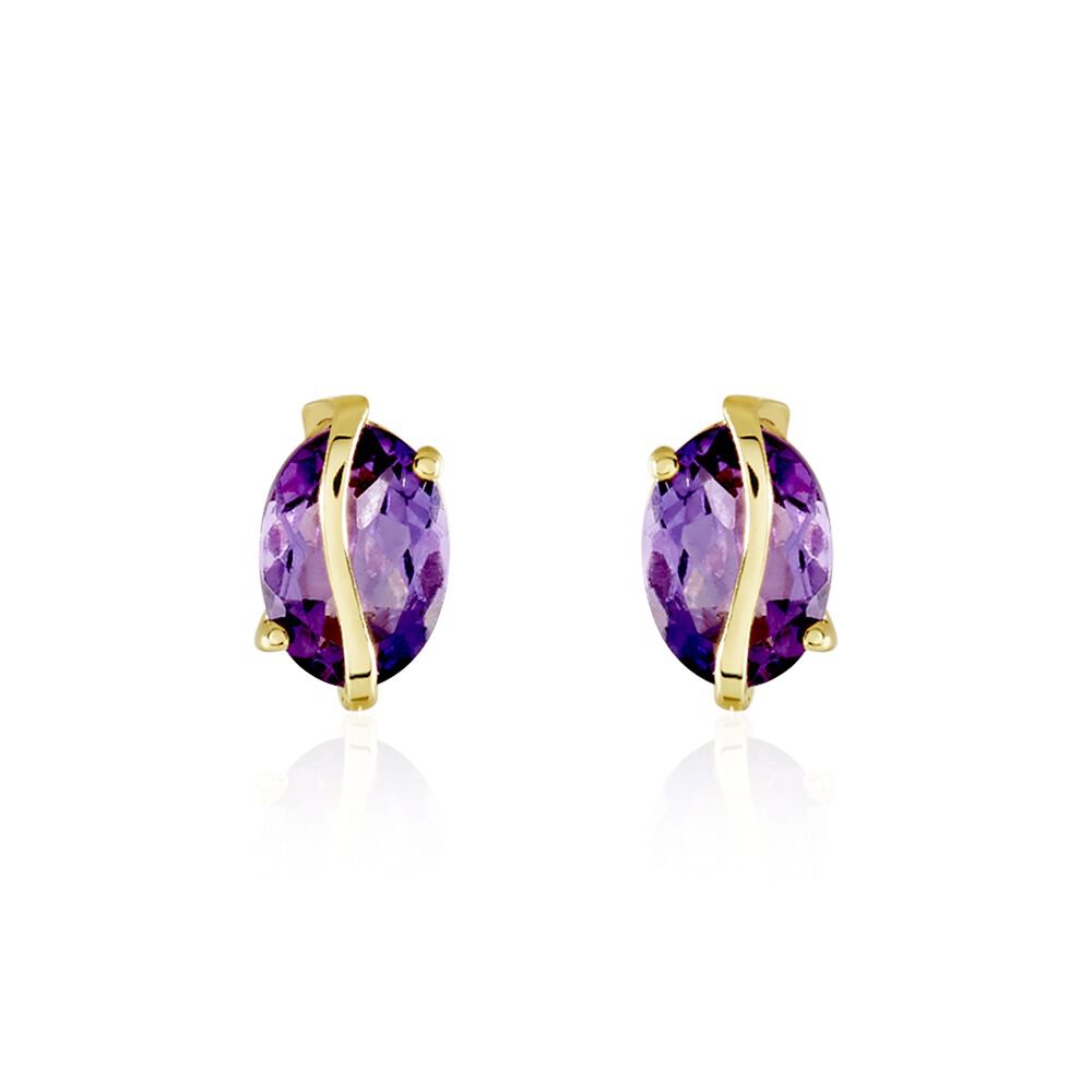 Boucles D'oreilles Puces Or Jaune Prudencia Améthystes - Puces Femme | Marc Orian