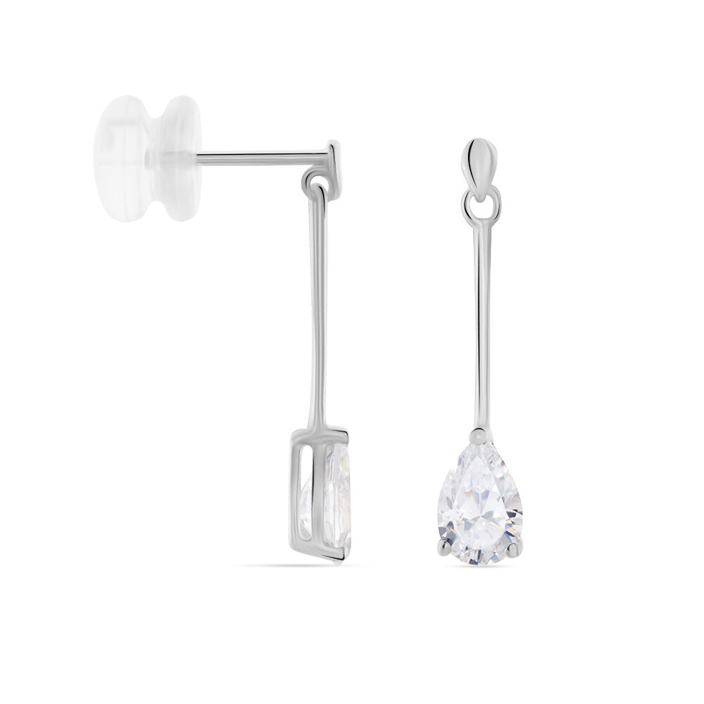 Boucles D'oreilles Pendantes Goutte Or Blanc Oxyde De Zirconium - Pendantes Femme | Marc Orian