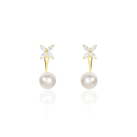 Bijoux D'oreilles Norah Or Jaune Perle De Culture Et Oxyde - Piercings d'oreilles Femme | Marc Orian
