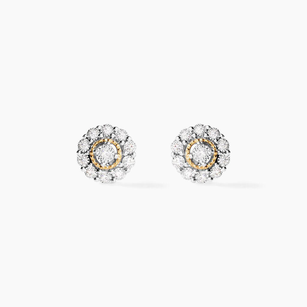 Boucles D'oreilles Puces Charletta Or Jaune Diamant - Puces Femme | Marc Orian