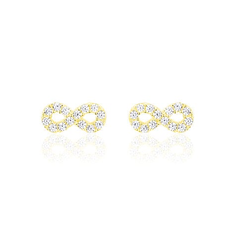 Boucles D'oreilles Puces Fannelle Infini Or Jaune Oxyde De Zirconium - Puces Femme | Marc Orian