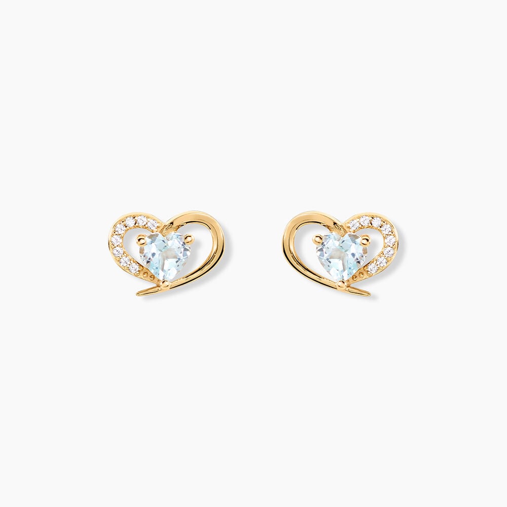 Boucles D'Oreilles Puces Creighton Argent Dor&eacute; A L'Or 750/1000 Topaze Oxyde De Zirconium - Puces Femme | Marc Orian