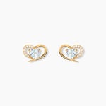 Boucles D'Oreilles Puces Creighton Argent Dor&eacute; A L'Or 750/1000 Topaze Oxyde De Zirconium - Puces Femme | Marc Orian