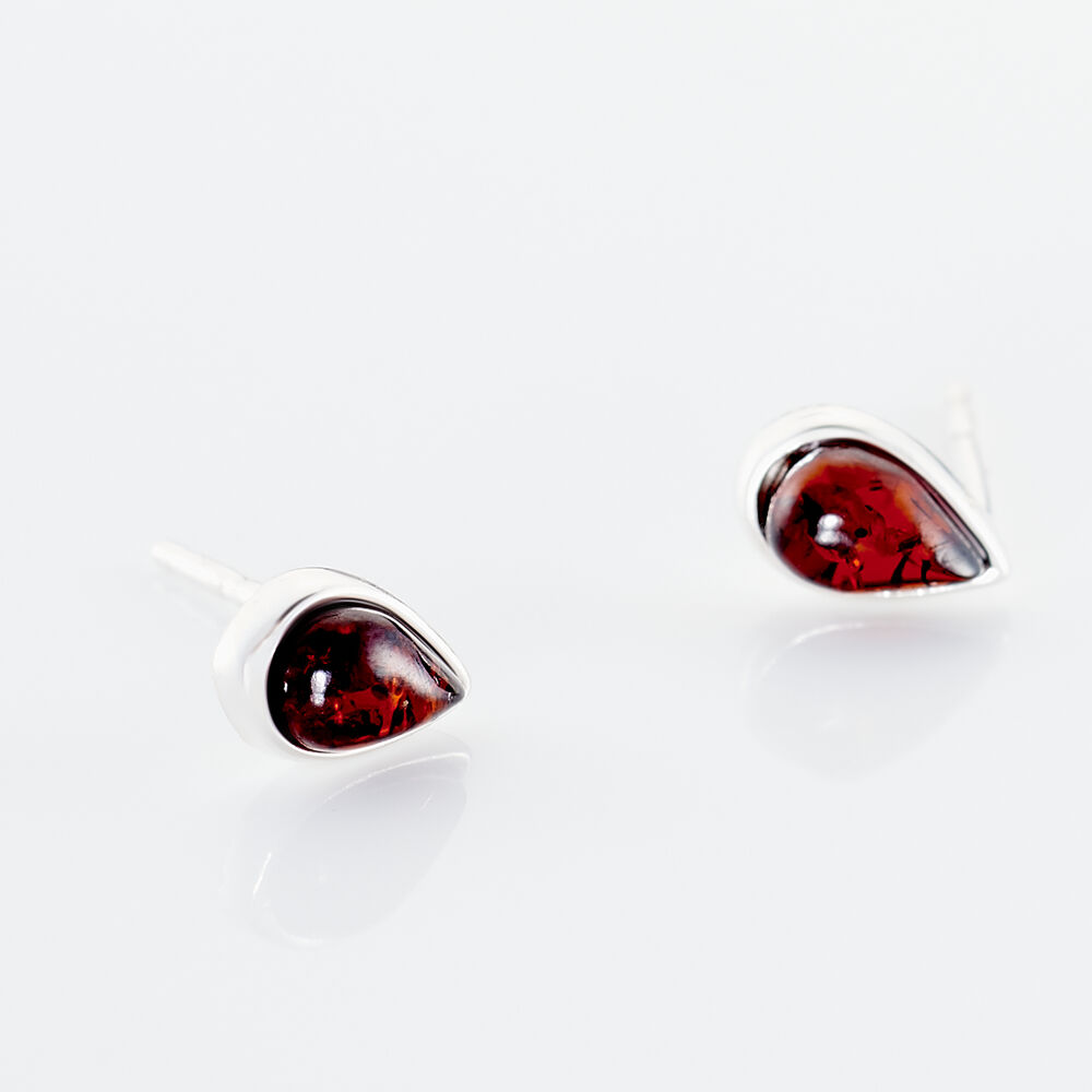 Boucles D'oreilles Puces Argent Blanc Junie Ambre - Puces Femme | Marc Orian