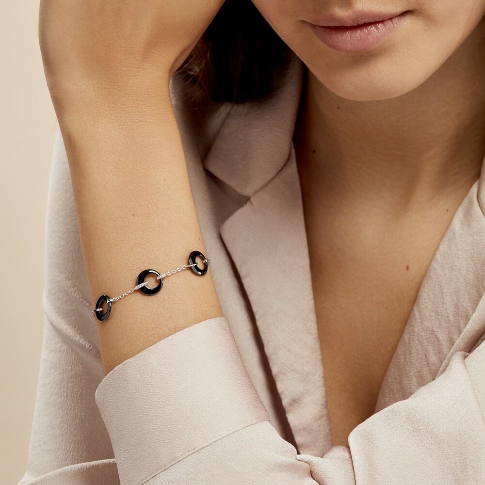 Bracelet Suzanne Argent Blanc Céramique Et Oxyde De Zirconium - Bracelets chaînes Femme | Marc Orian