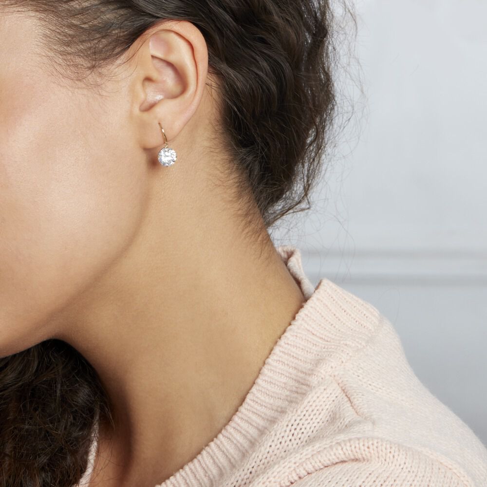 Boucles D'oreilles Pendantes Oxyde Rond Or Jaune Oxyde De Zirconium - Pendantes Femme | Marc Orian