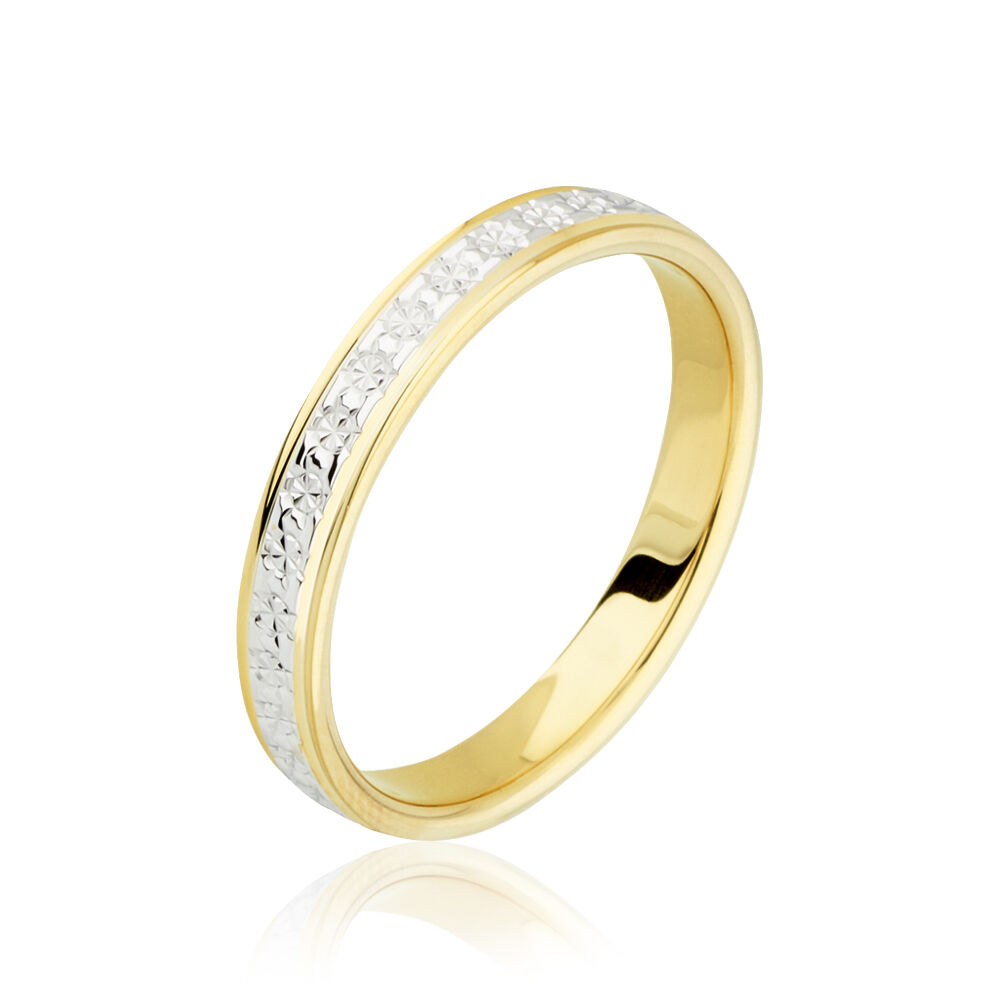 Alliance Grain De Folie Diamantee Ruban Plat Or Bicolore - Alliances duo Unisex | Marc Orian