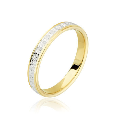 Alliance Grain De Folie Diamantee Ruban Plat Or Bicolore - Alliances duo Unisex | Marc Orian