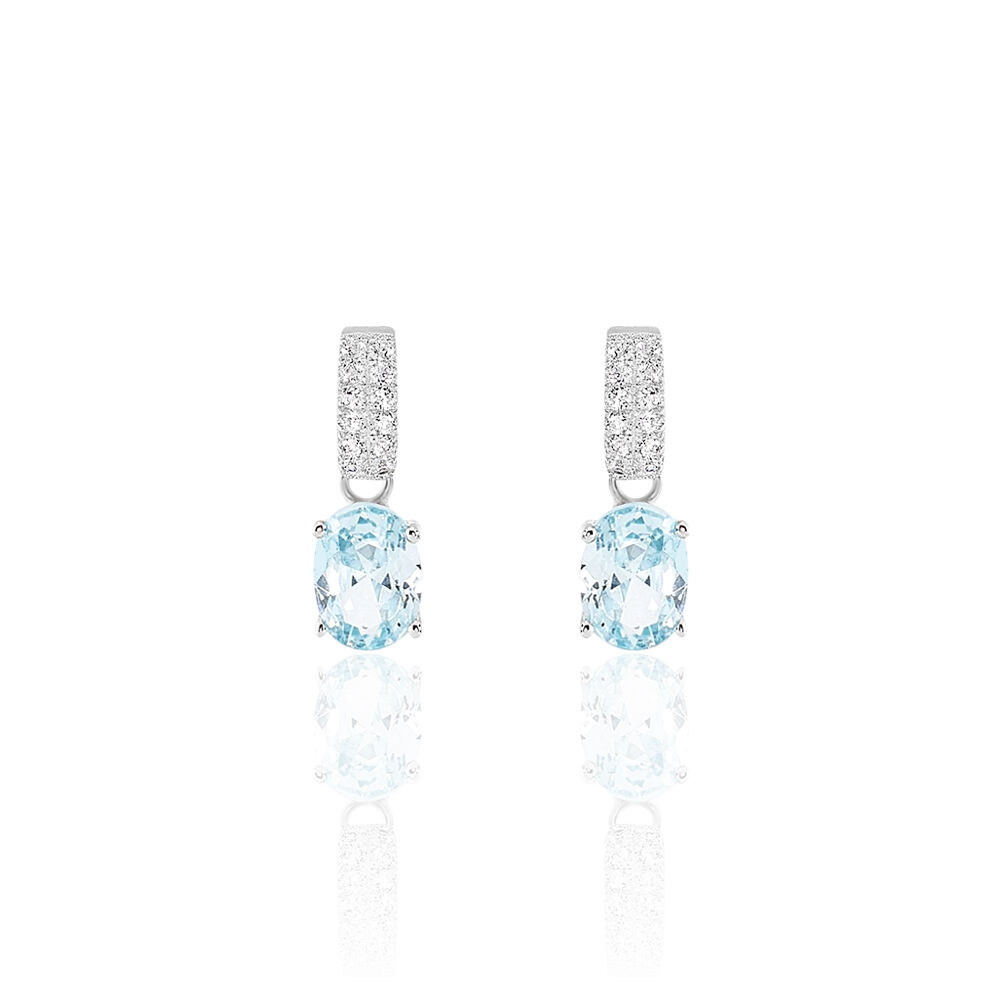 Boucles D'oreilles Puces Josefa Argent Blanc Oxyde De Zirconium - Puces Femme | Marc Orian