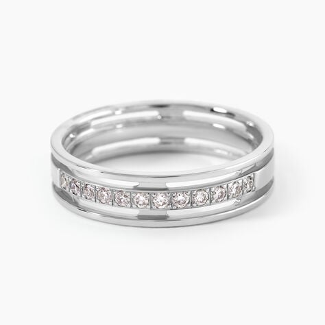 Alliance Serti Grains Ajoures Or Blanc Diamant - Alliances duo Unisex | Marc Orian