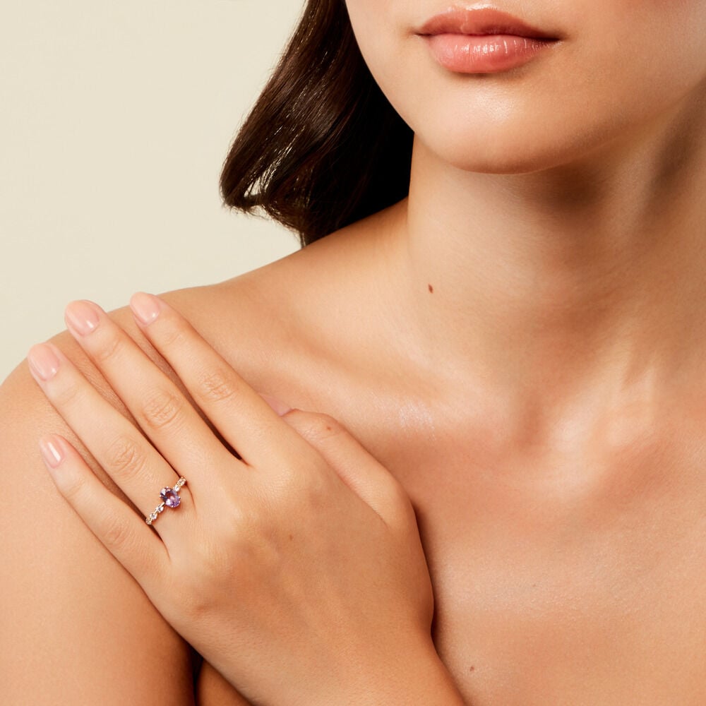 Bague Mahendra Or Jaune Améthyste Oxyde De Zirconium - Bagues pierres fines Femme | Marc Orian