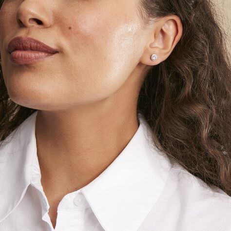 Boucles D'oreilles Puces Deanne Argent Blanc Oxyde De Zirconium - Clous d'oreilles Femme | Marc Orian