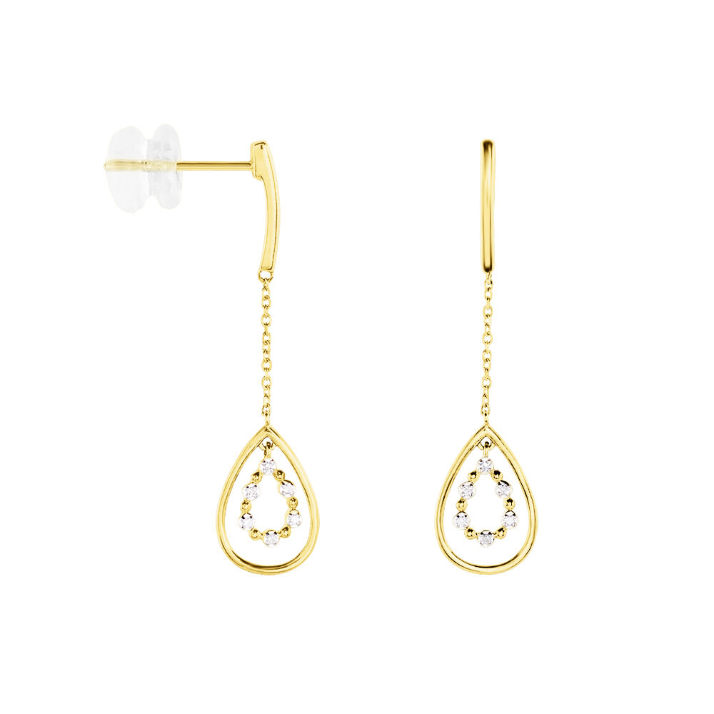 Boucles D'oreilles Pendantes Marganela Or Jaune Diamant -  Femme | Marc Orian