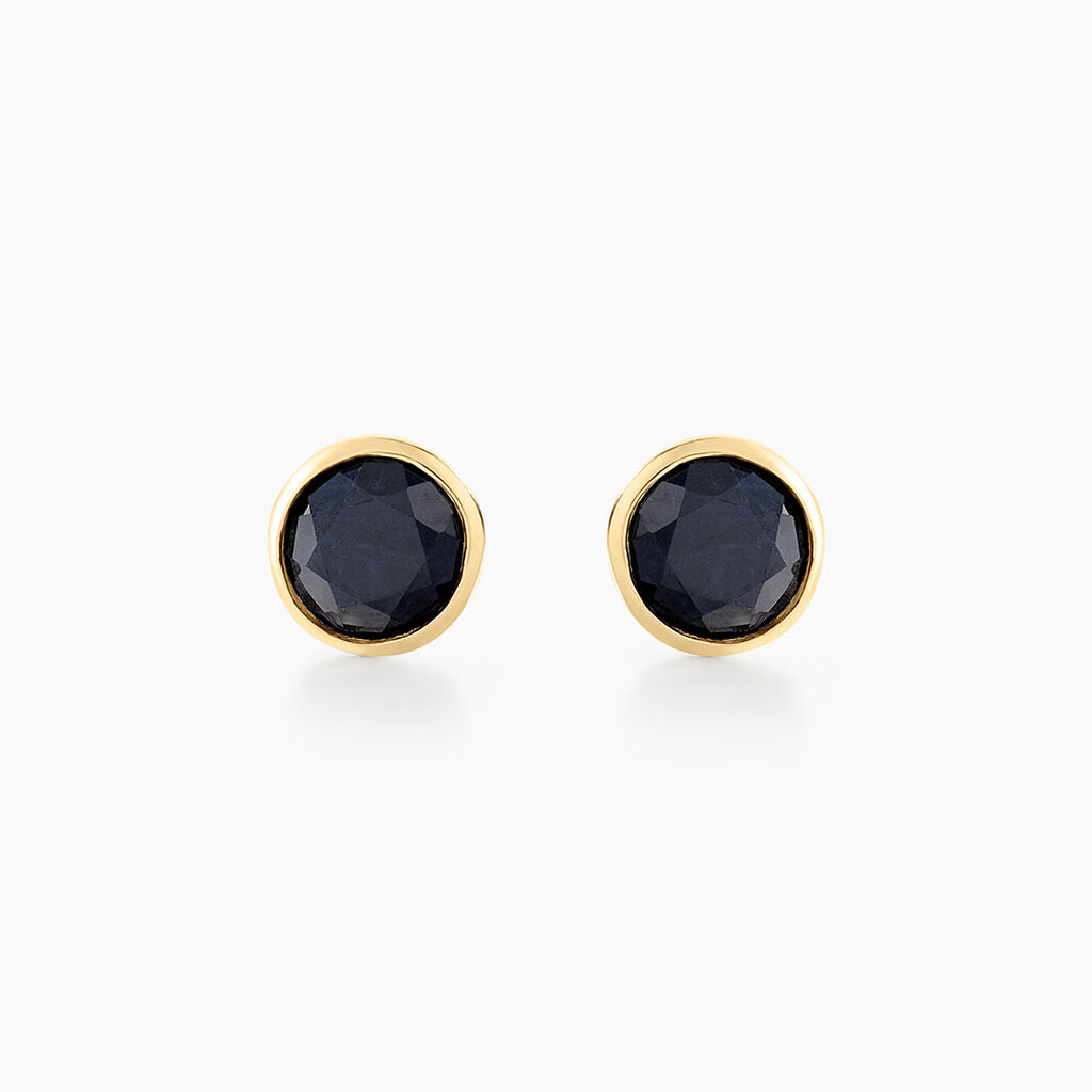 Boucles D'oreilles Puces Edy Serti Clos Or Jaune Saphir - Puces Femme | Marc Orian