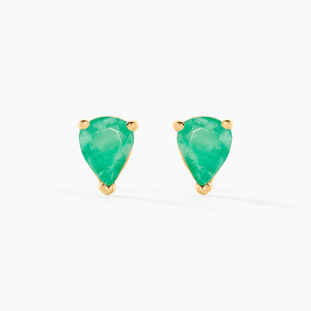 Boucles D'oreilles Puces Or Jaune Pluie D'Eclat Emeraude - Boucles d'oreilles mariage Femme | Marc Orian