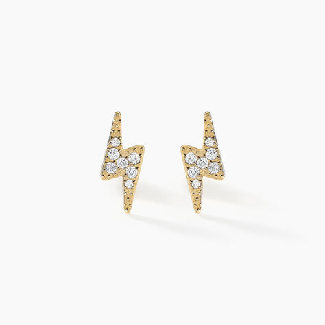 Boucles D'oreilles Puces Aurore Acier Dor&eacute; Cristal - Puces Femme | Marc Orian