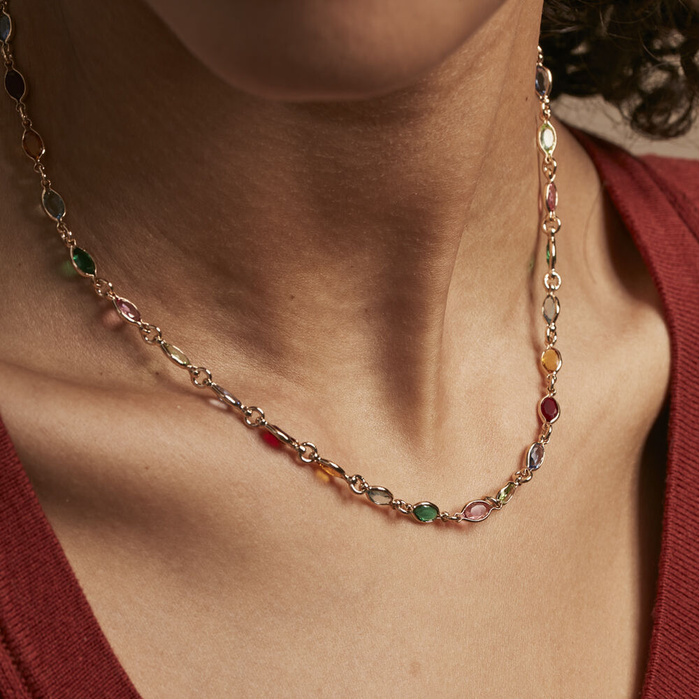 Collier Ilvaae Plaqué Or Jaune Pierre De Synthese - Colliers avec pierres Femme | Marc Orian