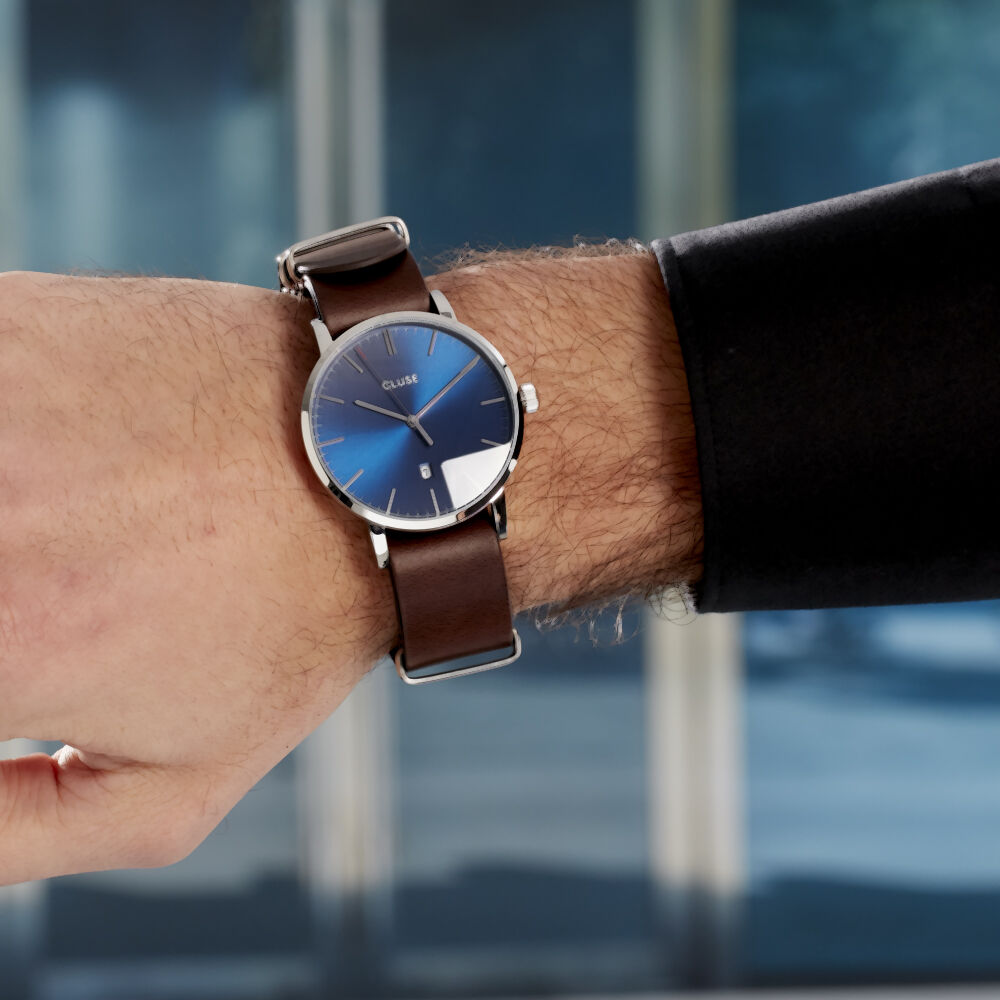 Montre fond shop bleu homme